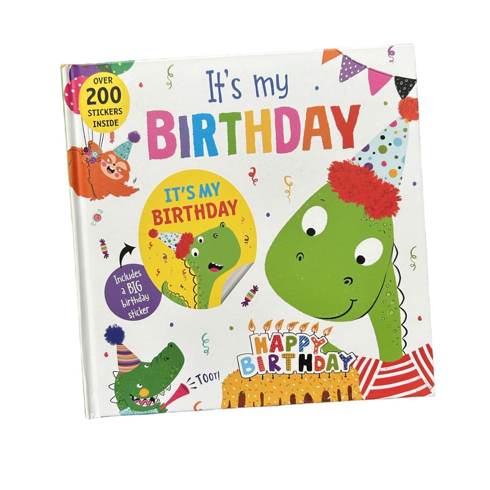 It’s My Birthday! Dinosaur Sticker Birthday Book Hardcover NWT Ages 3-7